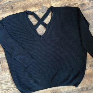 Black sweater with criss cross back